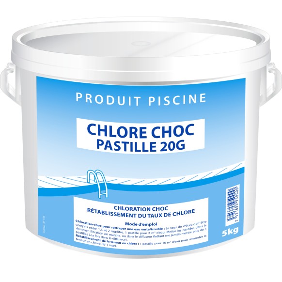 Chlore choc en pastille de 20 g - 5 kg