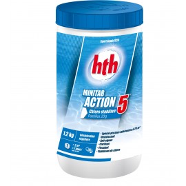 Chlore stabilisé multifonction HTH MINITAB ACTION 5 petites piscines Pastilles 20g