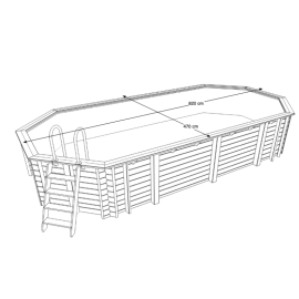 Piscine bois polygonale Ubbink Caraïbes 470 x 820 x H 130 cm