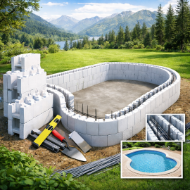 Kit Piscine Rectangulaire blocs polystyrène haute densité