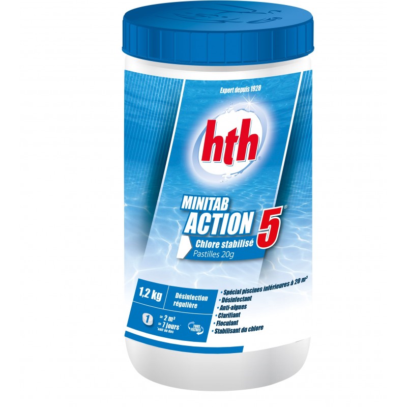 Chlore multifonction HTH Minitab Action 5 Pastilles 20 g (petites