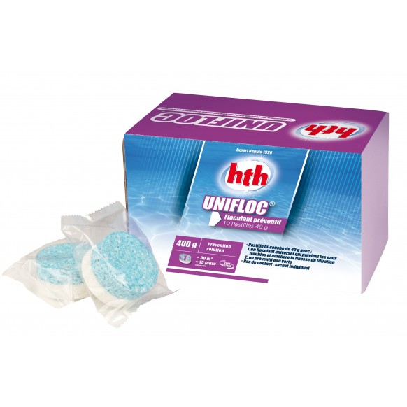 HTH UNIFLOC floculant universel piscine pastilles 40 g.