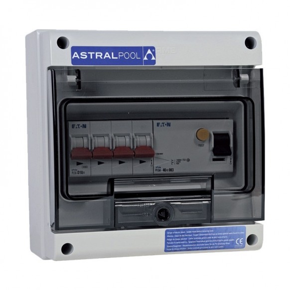 Coffret protection pompe à chaleur avec différenteil 30 mA Astralpool